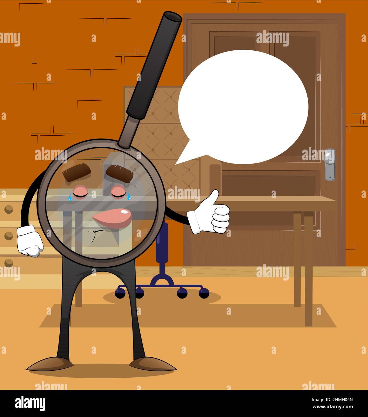 Magnifier making thumbs up sign. Cartoon Character science research ...
