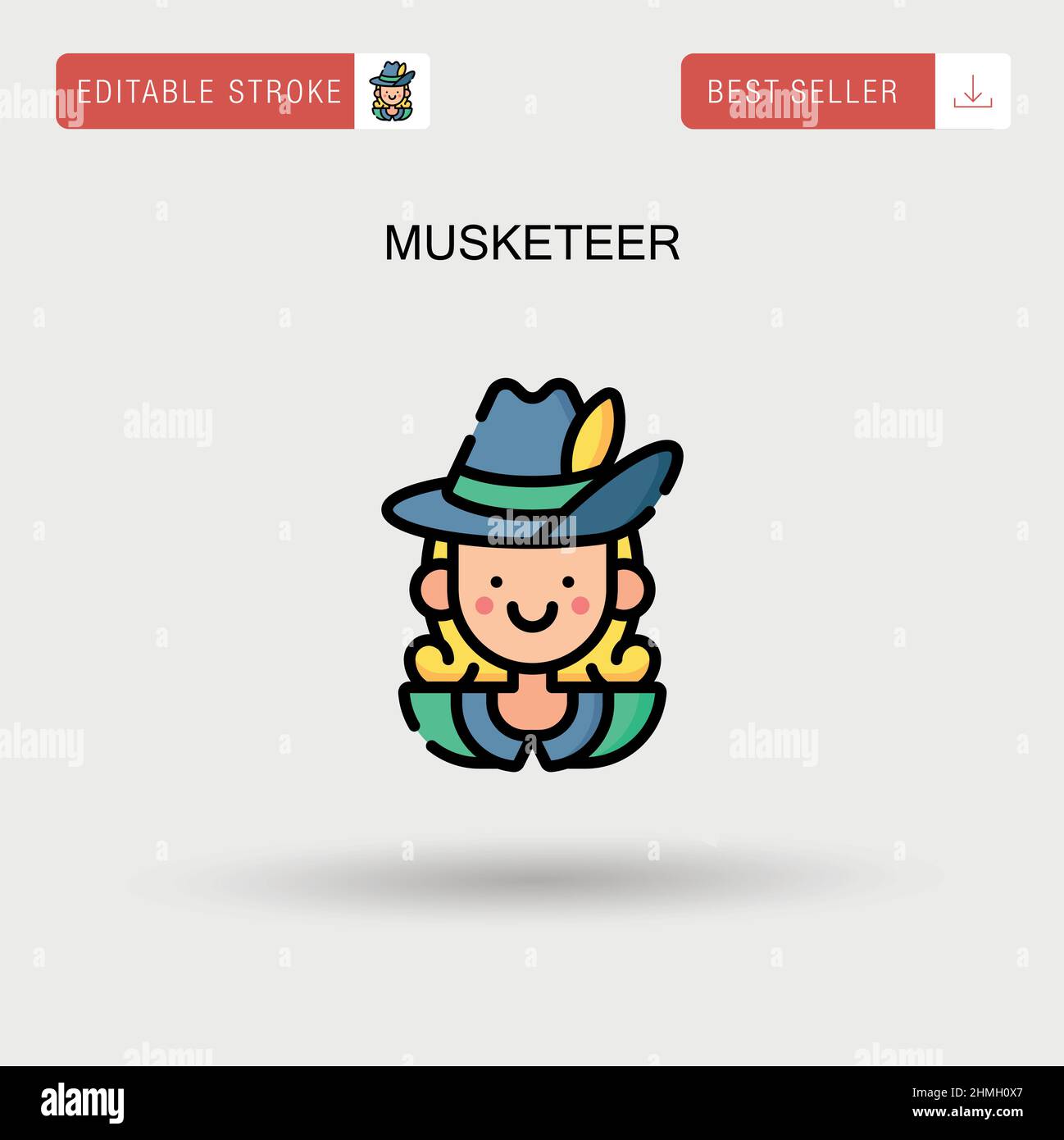 Musketeer Simple vector icon. Stock Vector