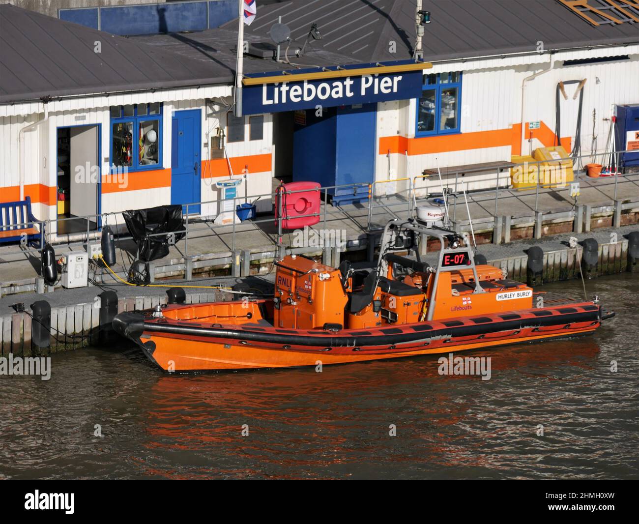 Tower Lifeboat Station on the River Thames in Central London, it is the RNLI's busiest station and is crewed 24hrs a day Stock Photo