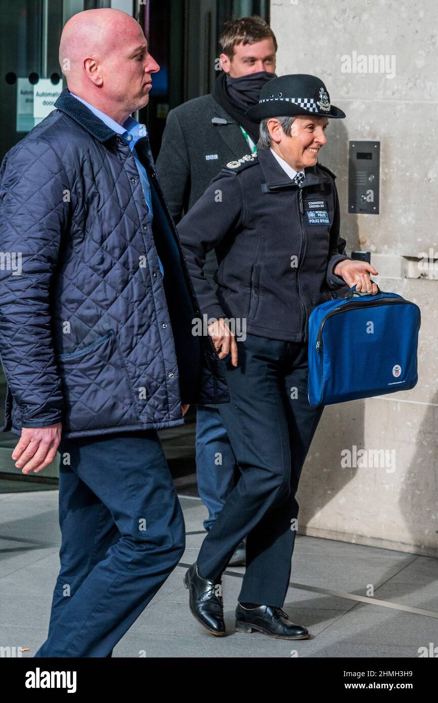 London, UK. 10th Feb, 2022. Cressida Dick, Commissioner of the Met Police  leaves the BBC after a phone in on BBC Radio London. Credit: Guy Bell/Alamy  Live News Stock Photo - Alamy