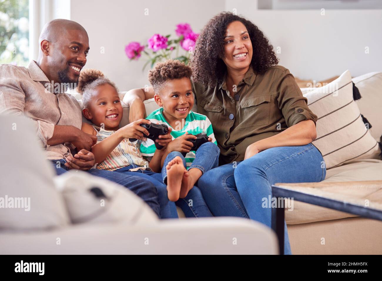 Video woman boy sitting on hi-res stock photography and images - Alamy