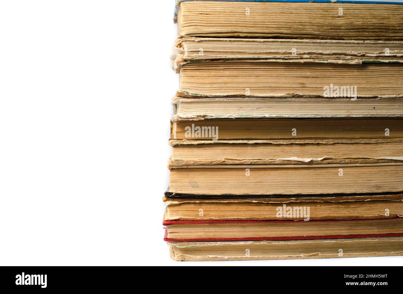 A stack of old books on white background Stock Photo Alamy