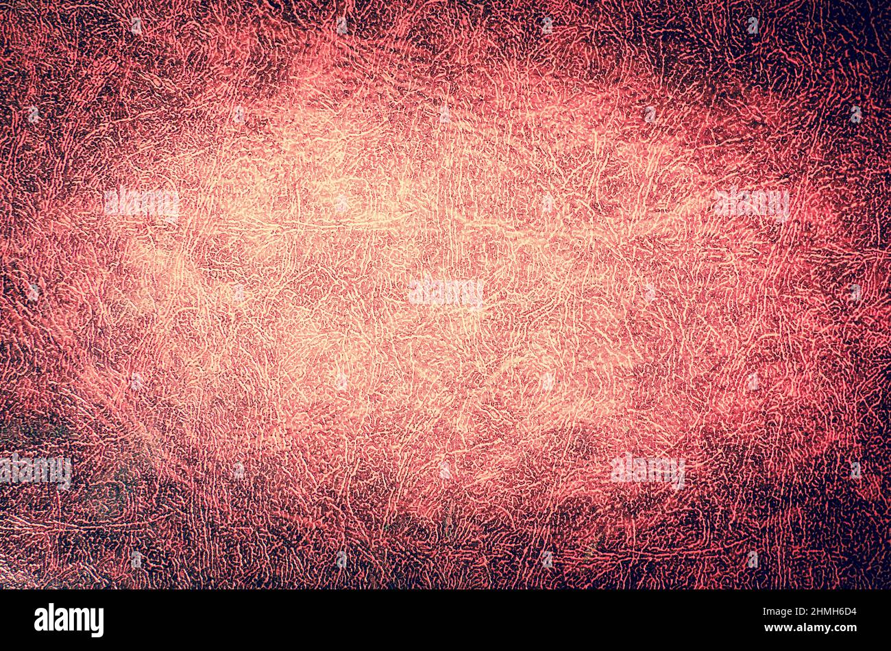 Texture, background from genuine red leather with vignette Stock Photo