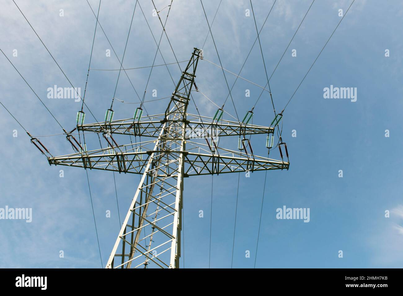 High-voltage pylon, power line, energy supply Stock Photo