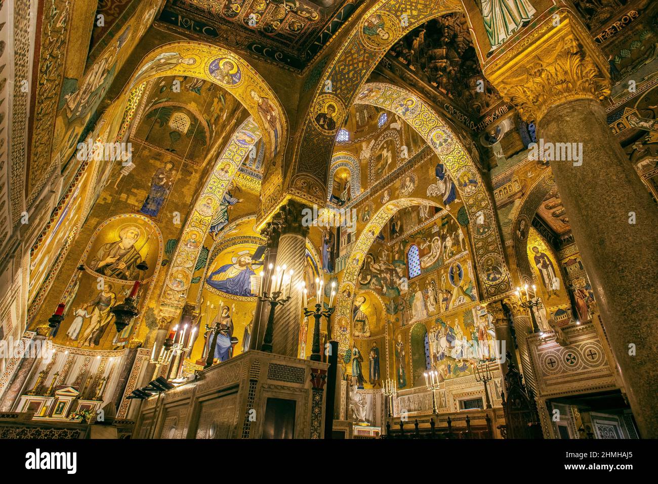 Cappella Palatina (Palatine Chapel) with magnificent gold mosaics in the Palazzo Reale (Palazzo dei Normanni), Palermo, Sicily, Italy Stock Photo