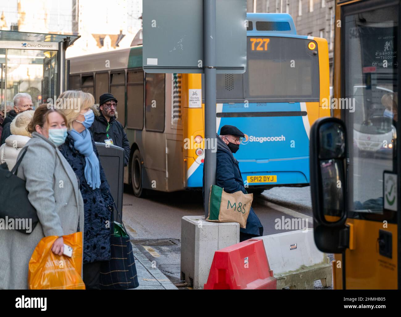 ABERDEEN,SCOTLAND 24 JANUARY 2022 This is people waiting for a Bus
