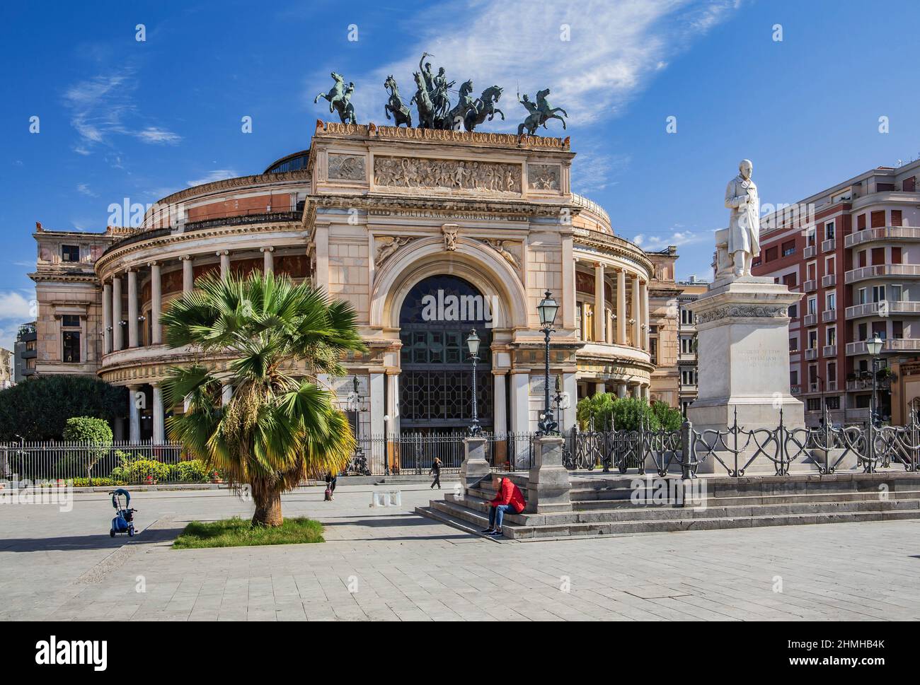 Politeama Garibaldi theater in Piazza Ruggero Settimo, Palermo, Sicily, Italy Stock Photo