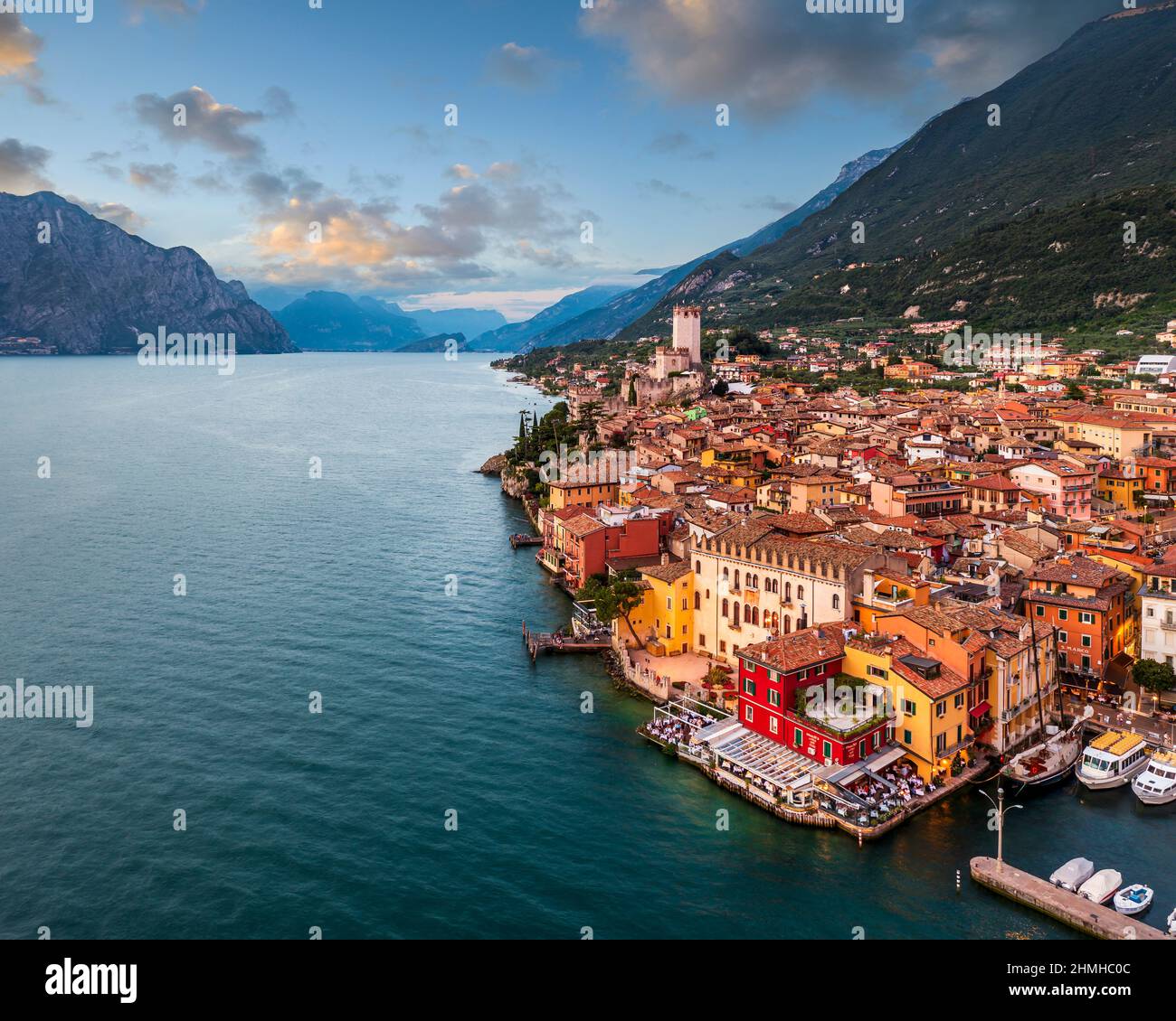 Aerial view of Malcesine, Lake Garda, Italy Stock Photo