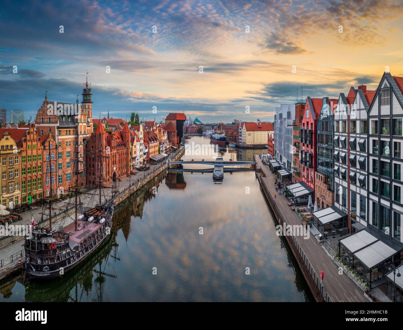 Aerial cityscape view on the old town in Gdansk, Poland Stock Photo
