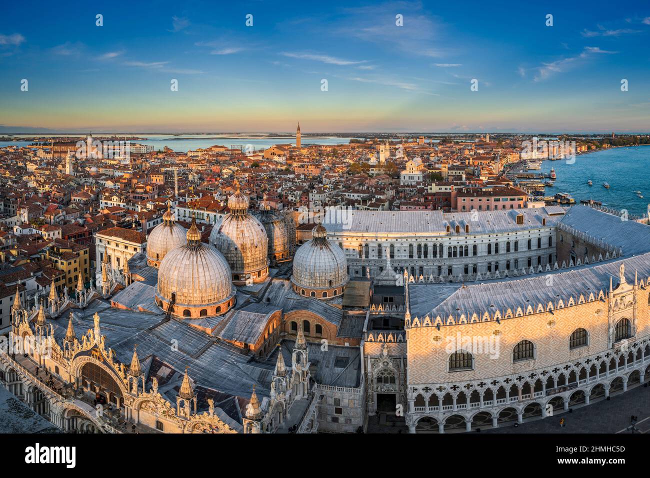 Aerial view of St Mark basilica and Doge palace in Venice, Italy Stock Photo