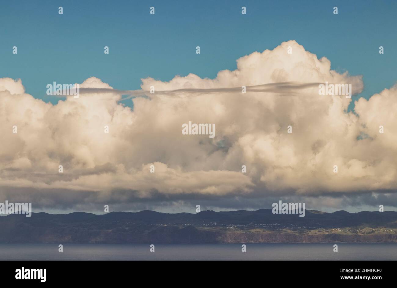 View of SÃ£o Jorge from Montanha do Pico, cloud formation, Pico, Azores, Portugal Stock Photo