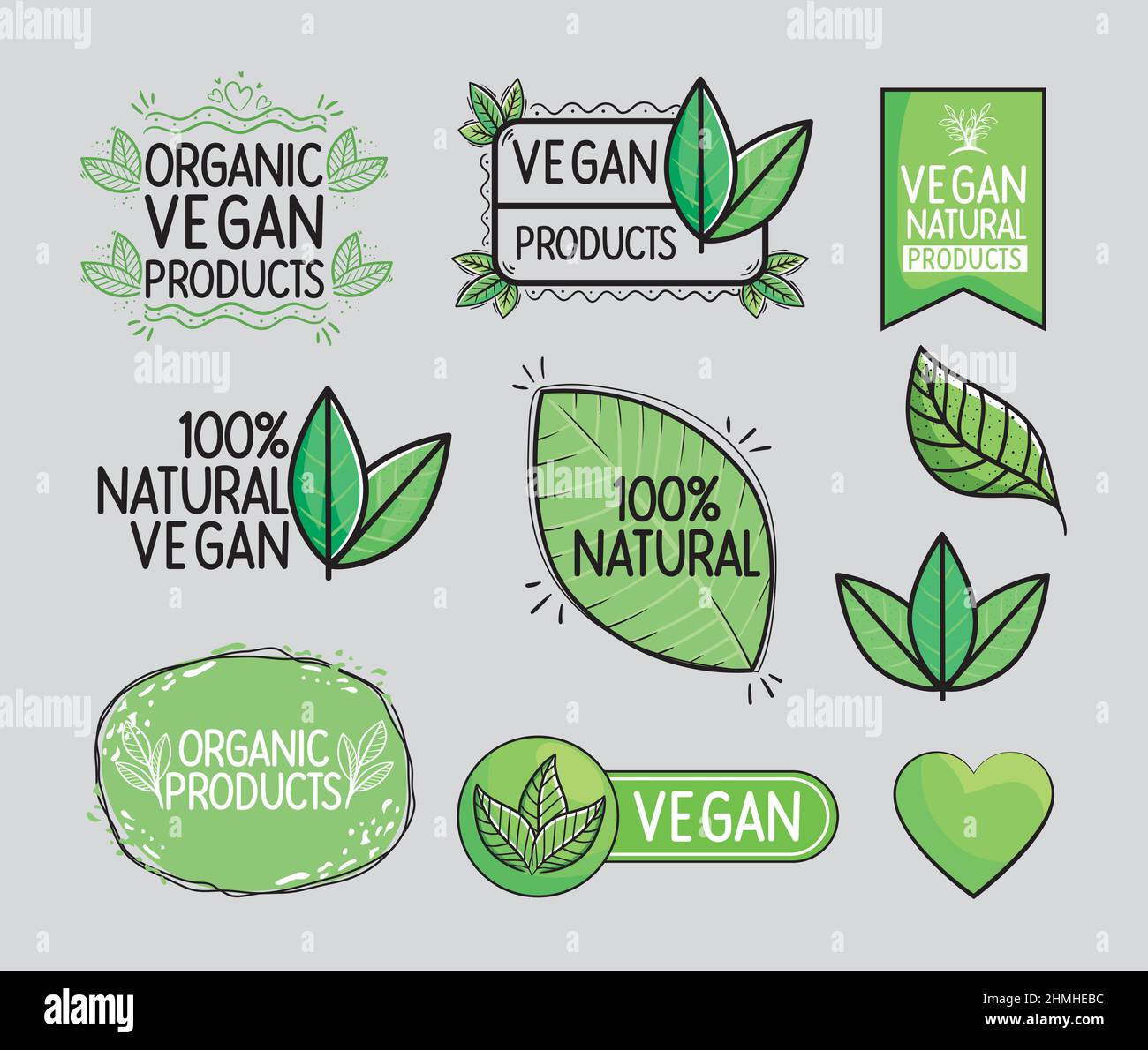 green vegan badges Stock Vector