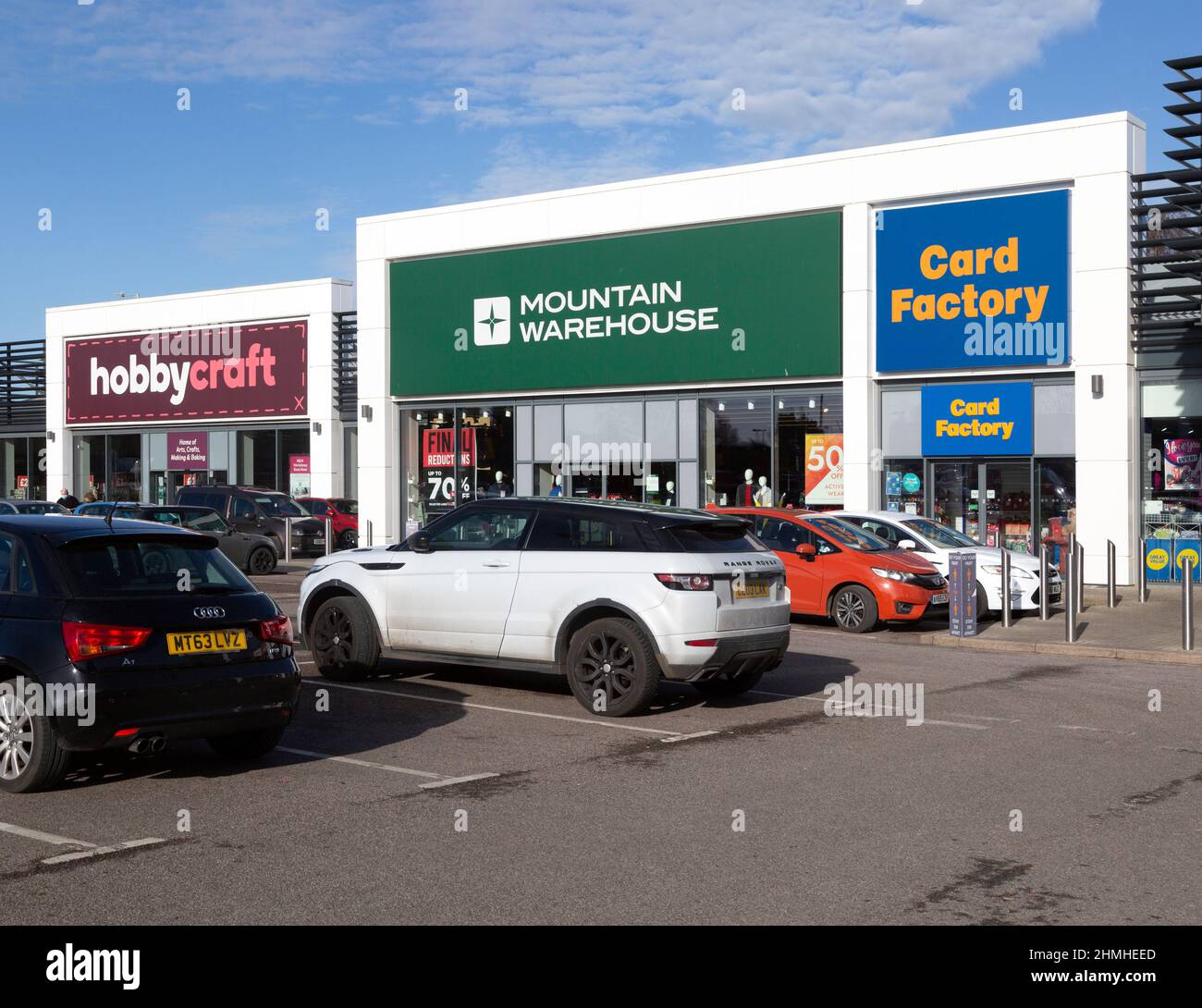 Shops and car park at Martlesham Heath retail park, Martlesham, Suffolk ...