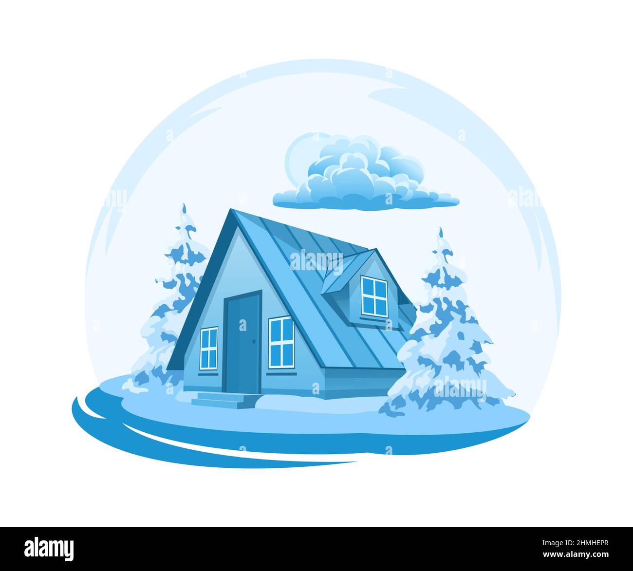 Winter landscape surrounded by trees Stock Vector Images - Alamy