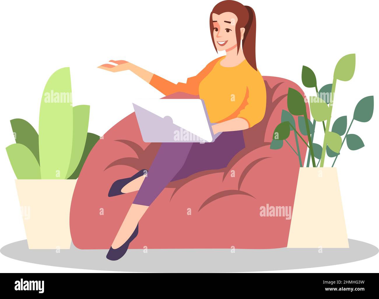 Cozy working environment semi flat RGB color vector illustration Stock Vector