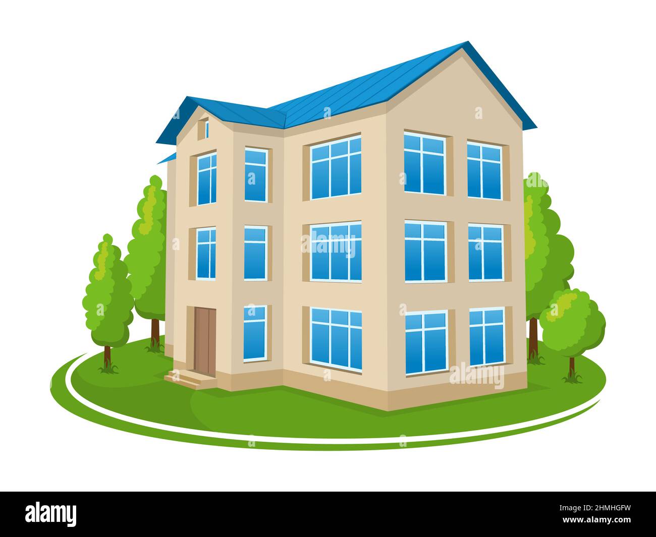 School with a green lawn Stock Vector Image & Art - Alamy