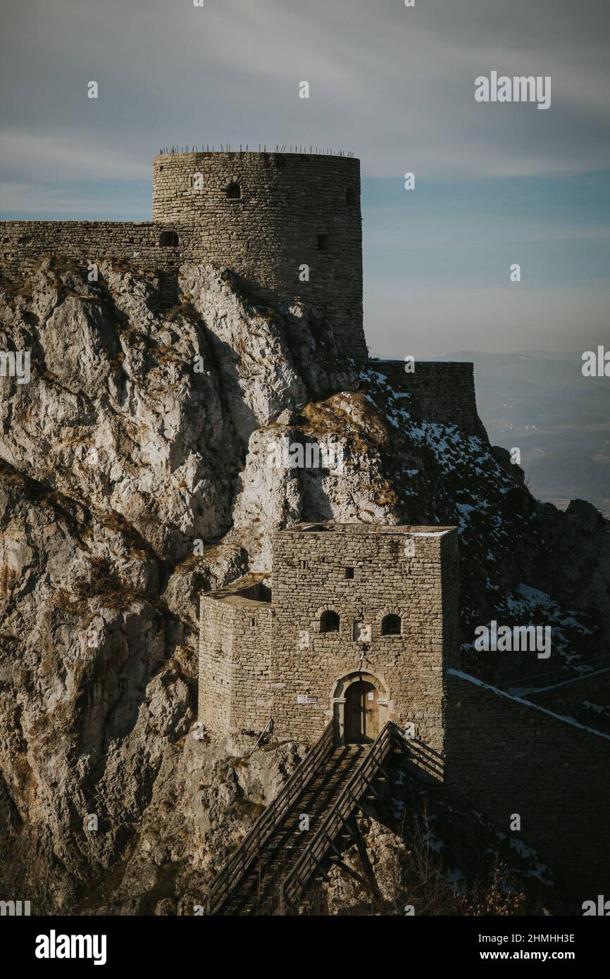 Old town of Srebrenik with a medieval fortress on the rock inBosnia and Herzegovina Stock Photo