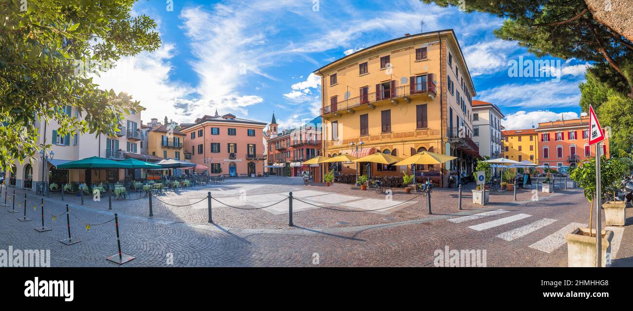 Menaggio. Colorful street in town of Menaggio panoramic view, Como lake in Italy Stock Photo