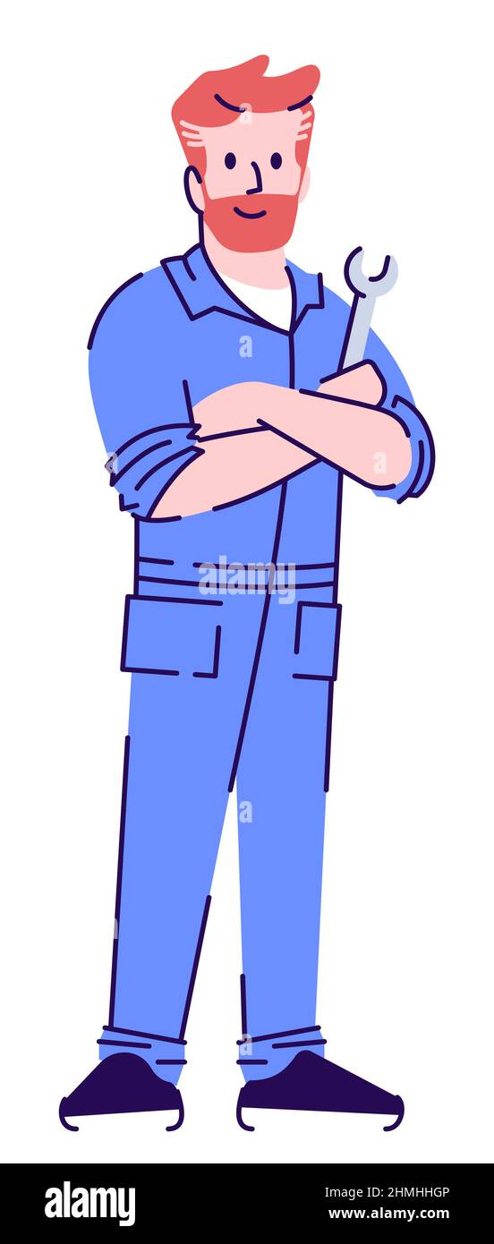 Service technician semi flat RGB color vector illustration Stock Vector