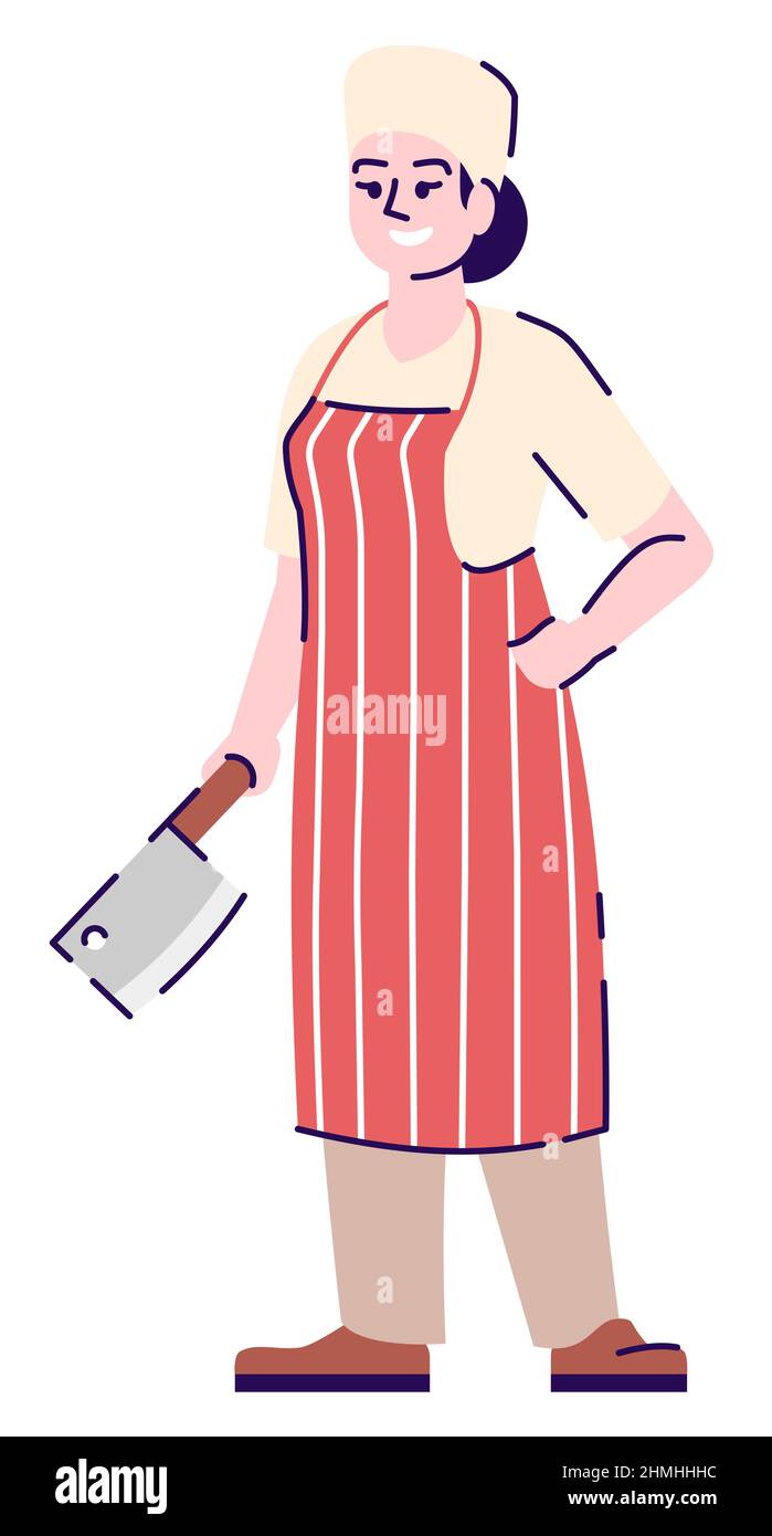 Kitchen worker semi flat RGB color vector illustration Stock Vector