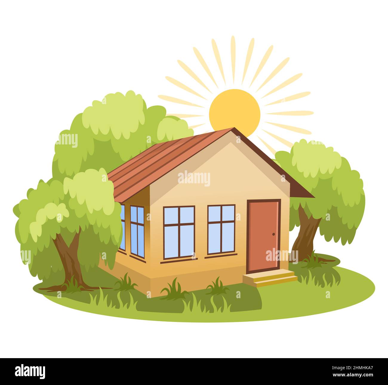 Summer landscape. House surrounded by trees Stock Vector Image & Art ...