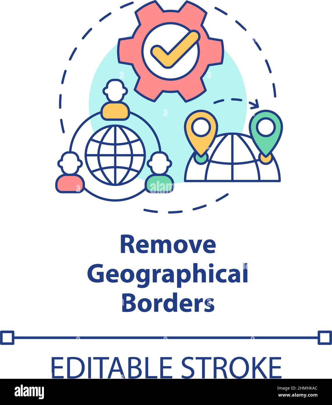 Remove geographical borders concept icon Stock Vector