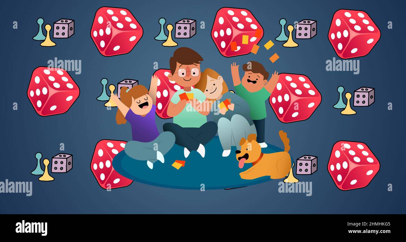 Image of happy family embracing on purple background Stock Photo - Alamy