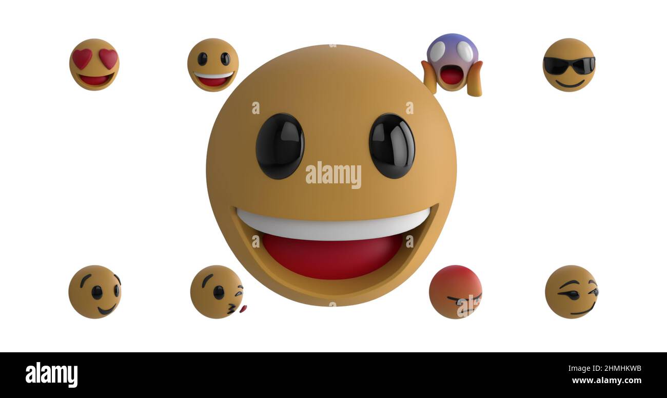 Face emojis moving against white background Stock Photo Alamy