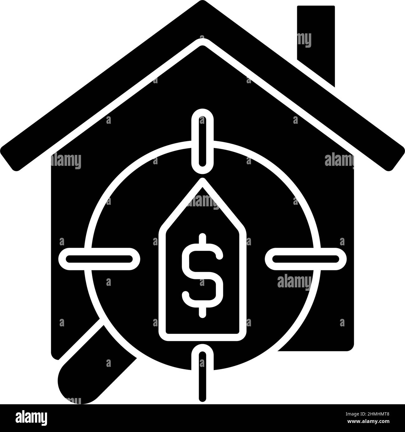 House searching services black glyph icon Stock Vector