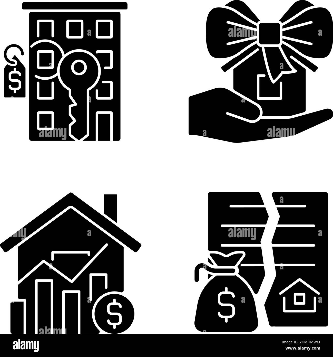Real estate market black glyph icons set on white space Stock Vector ...