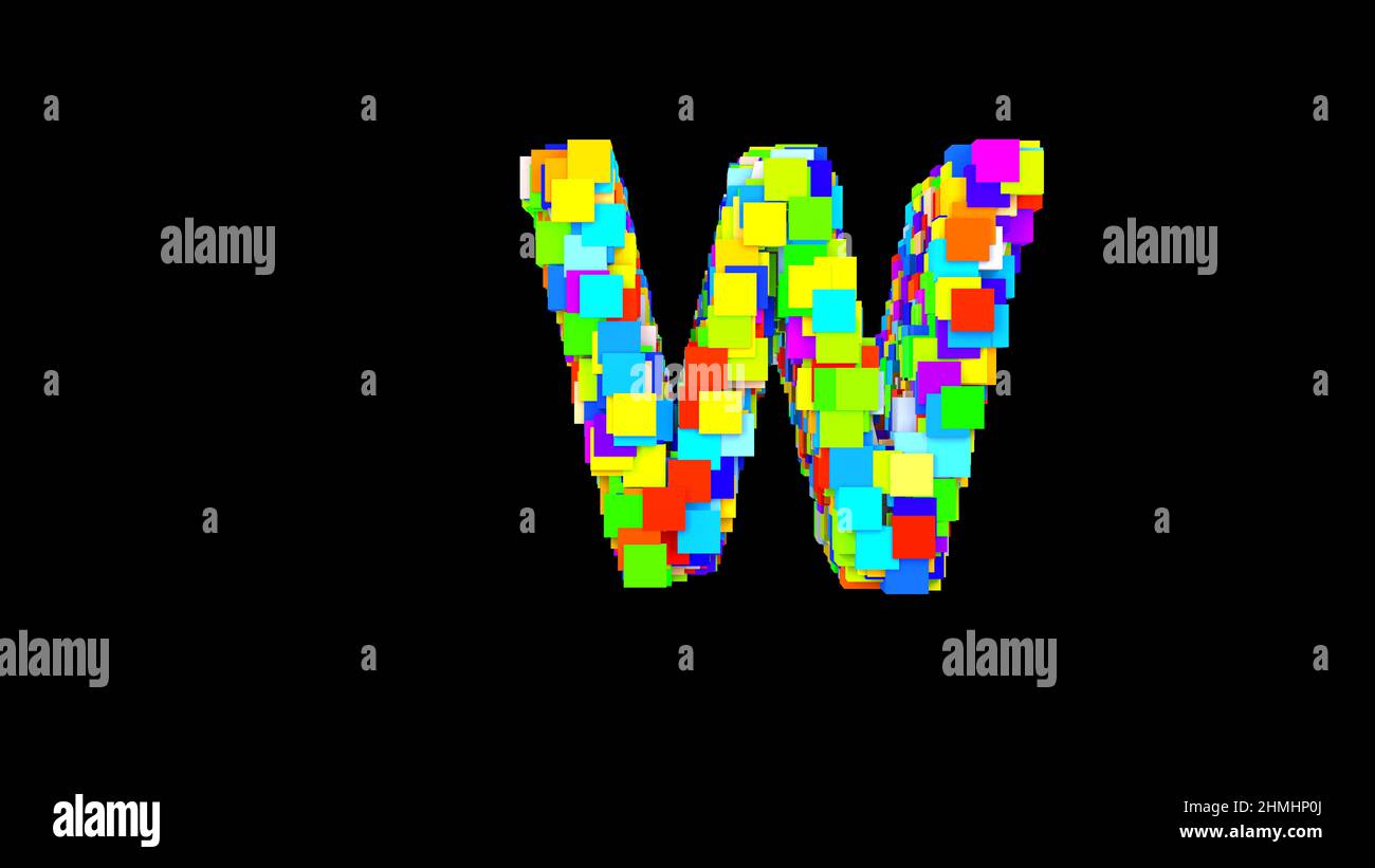 Letter W. 3D Bright colored uppercase large letter of the alphabet W on ...