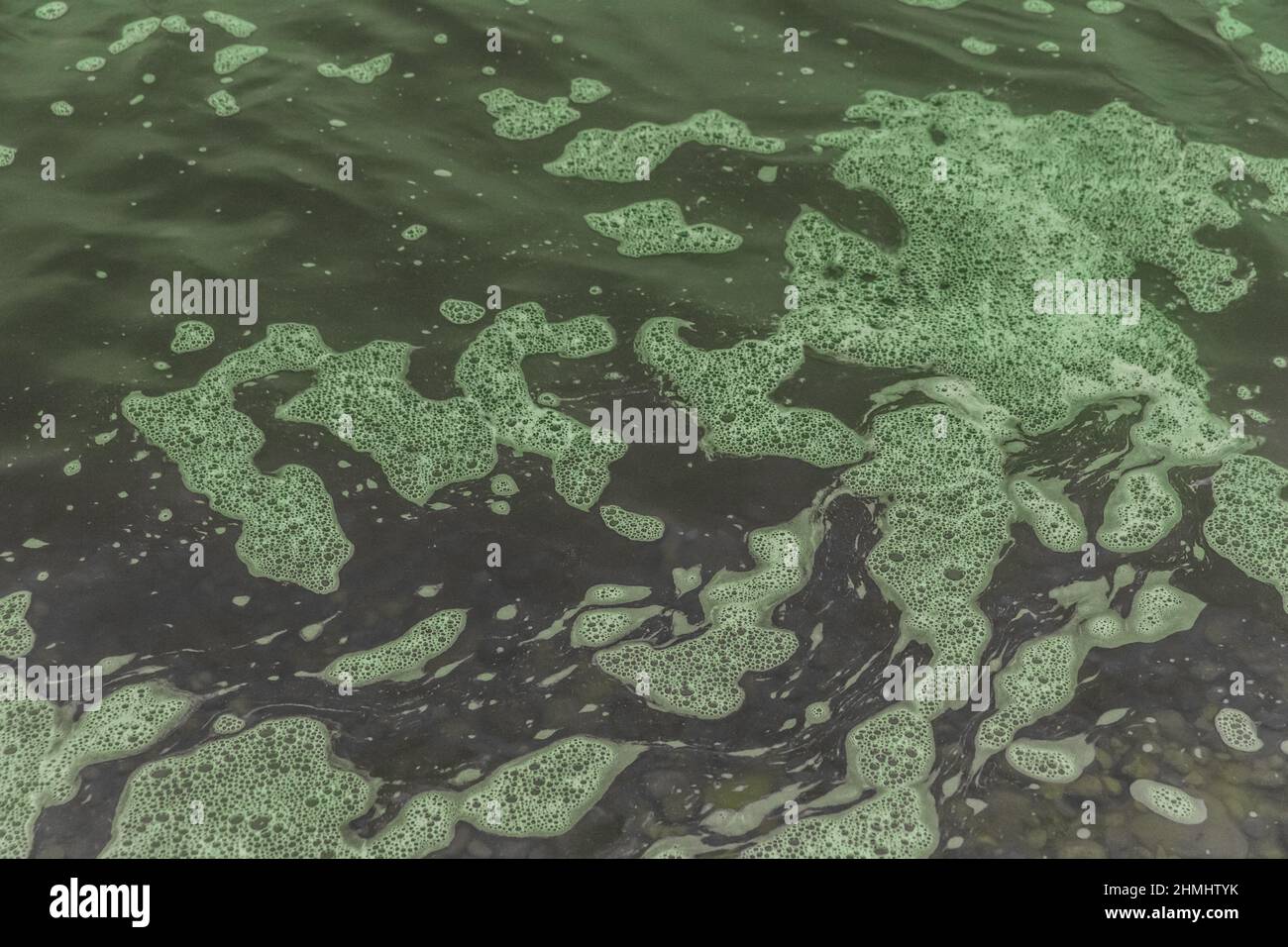 Surface of dirty contaminated toxic poisonous radiation water global problems of environmental pollution of nature. Stock Photo