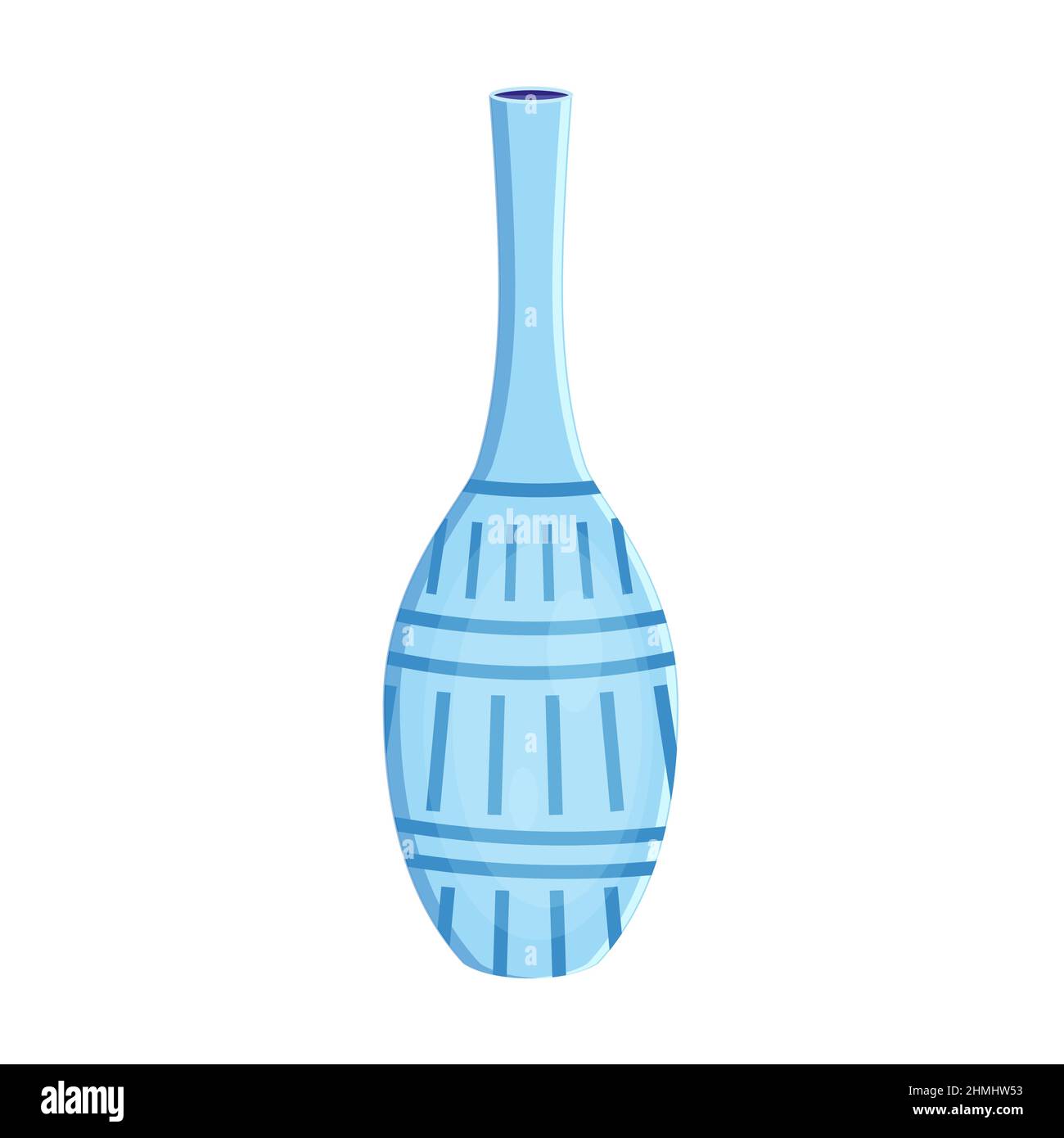 Earthenware ceramic vase blue color with ornament Stock Vector