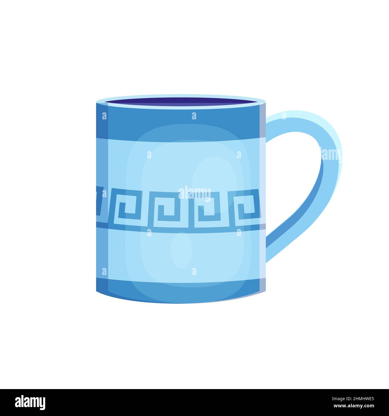 Earthenware ceramic cap blue color with ornament Stock Vector