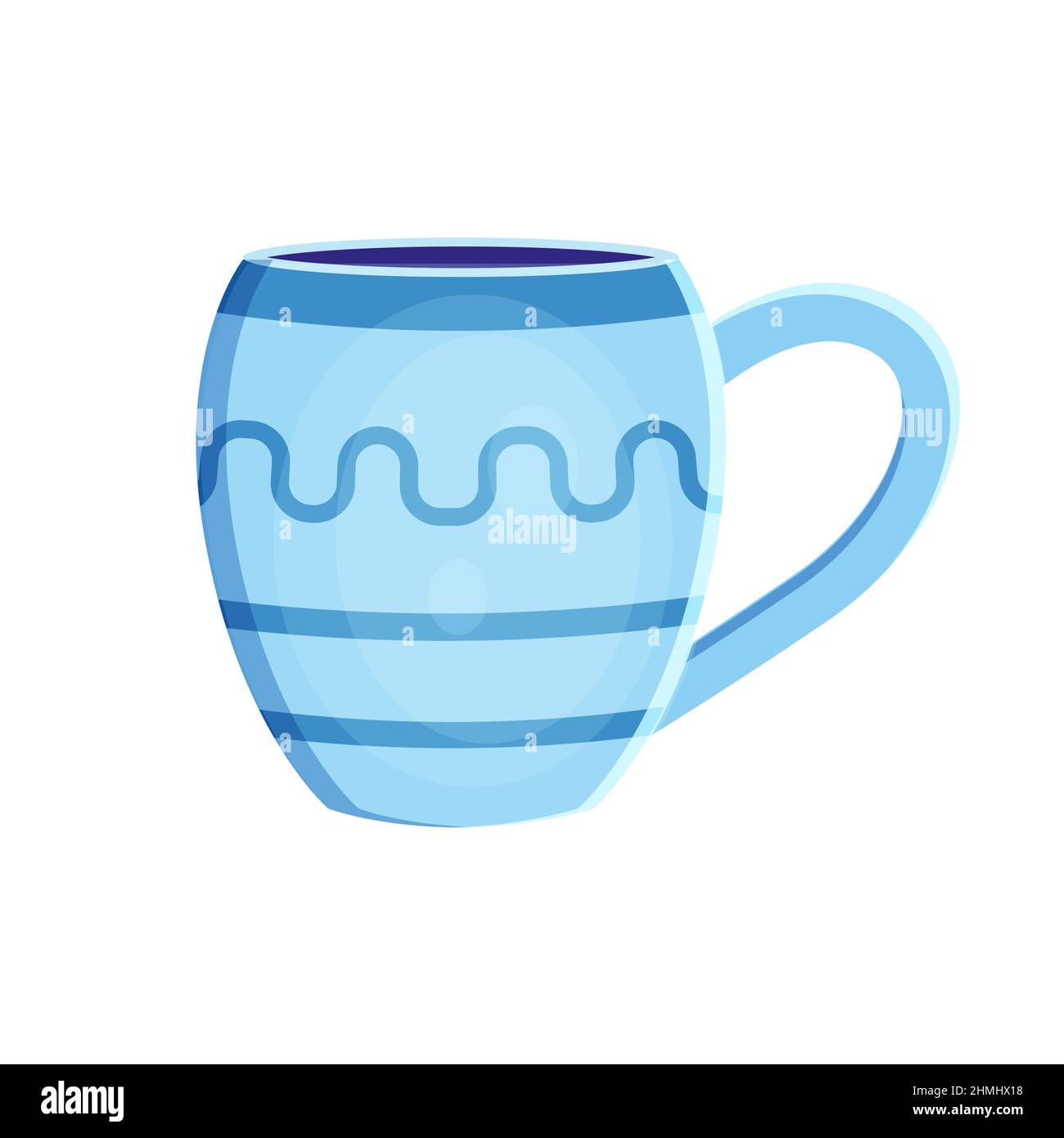 Vector illustration Earthenware ceramic cap blue color with ornament vector Stock Vector