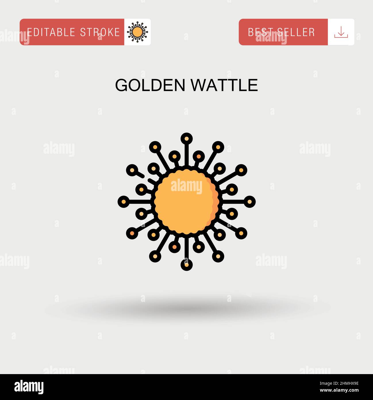 Golden wattle Simple vector icon. Stock Vector