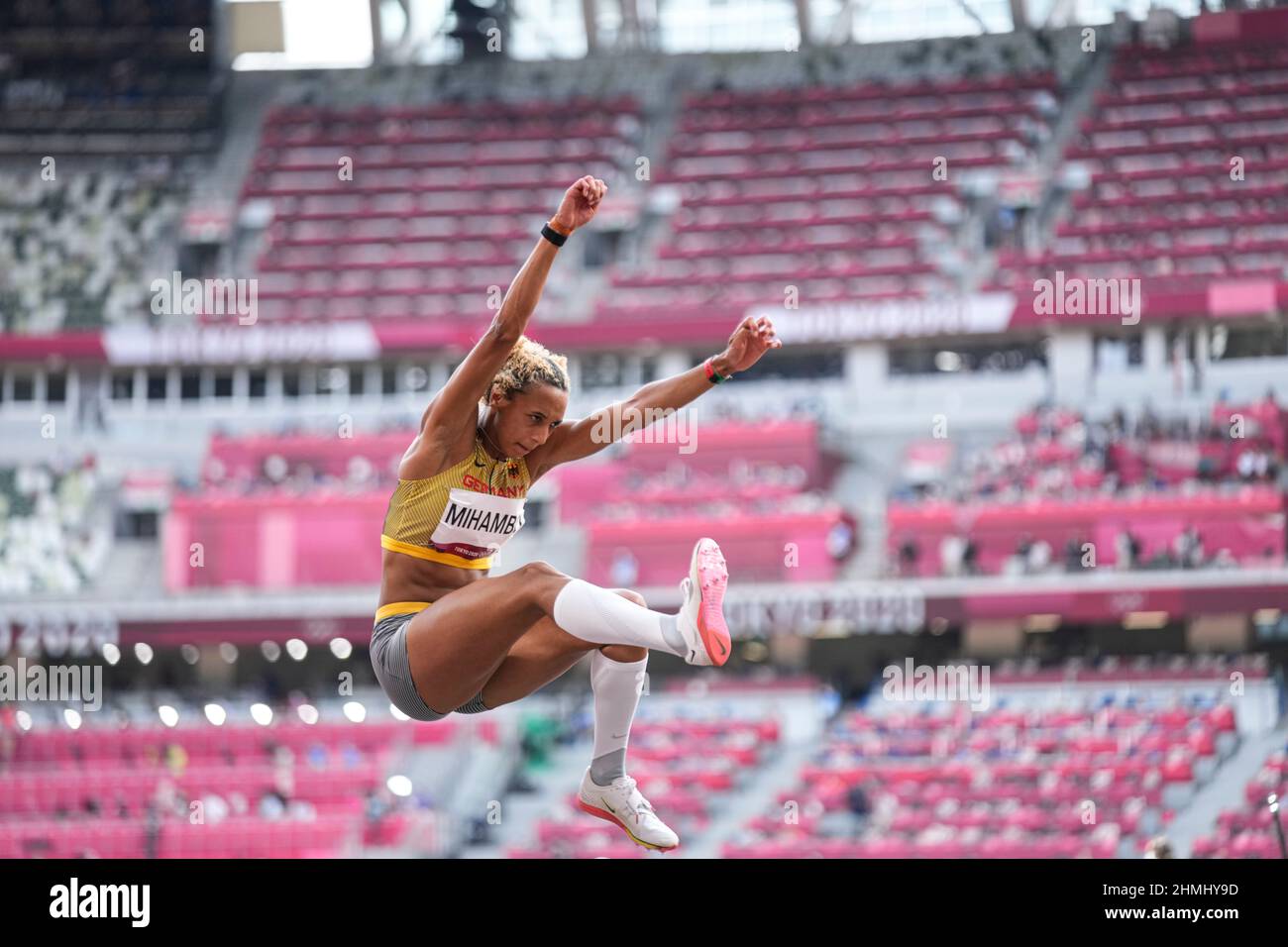 Malaika Mihambo participating in the Tokyo 2020 Olympic Games in the