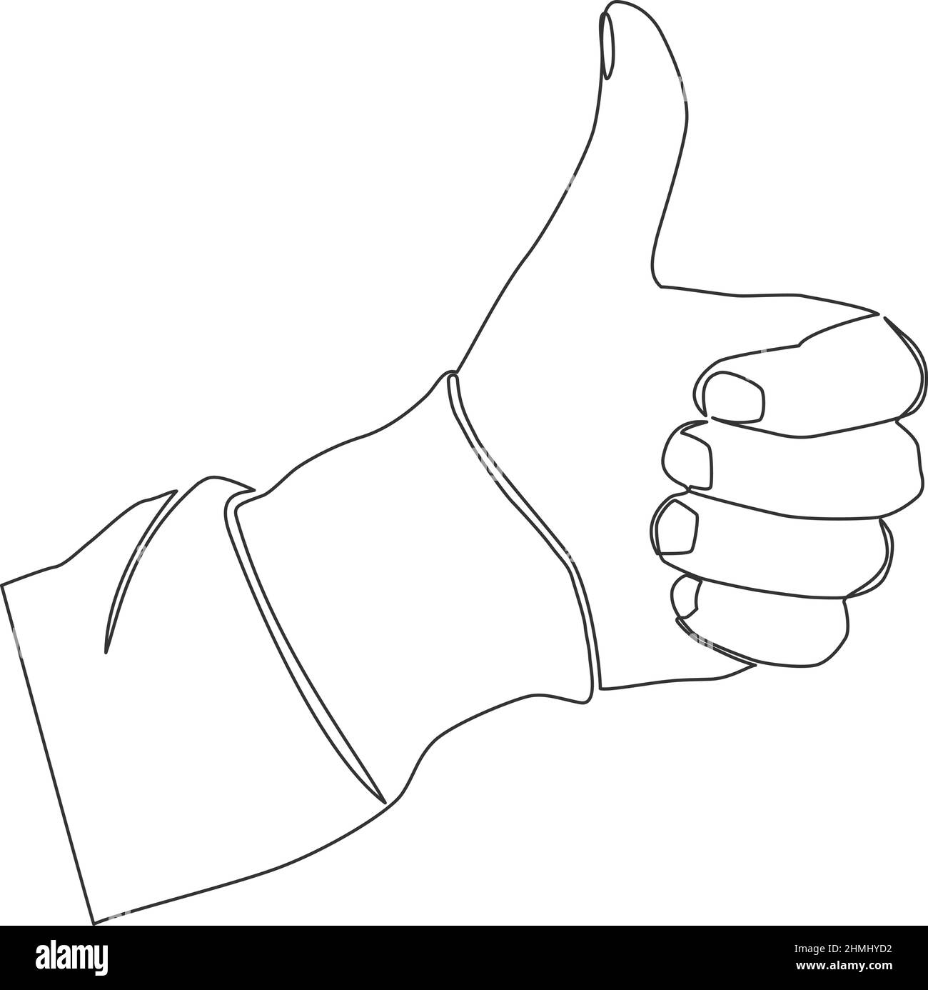 singe line drawing of hand doing thumbs up gesture, continuous line vector illustration Stock Vector