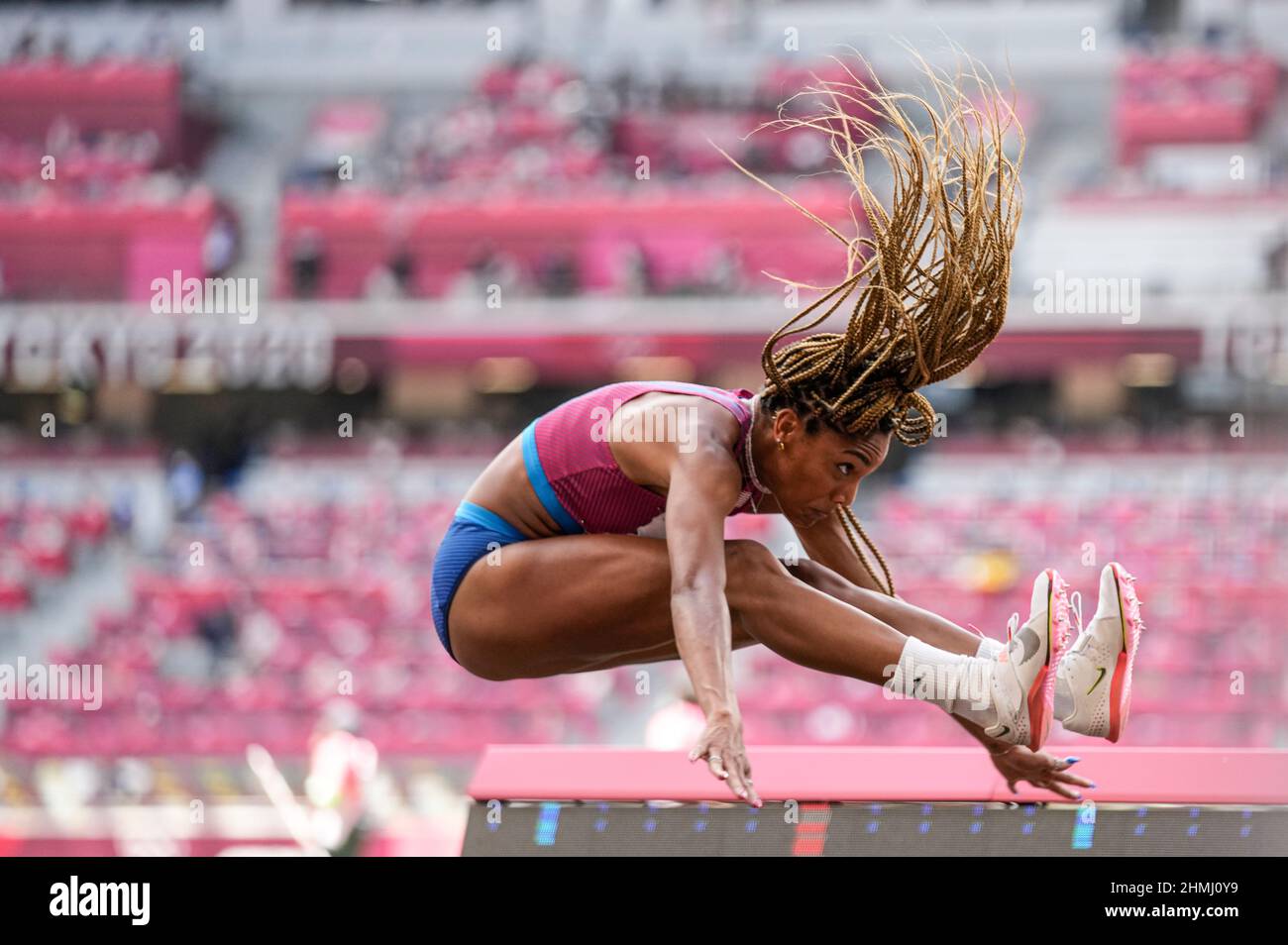 Tara Davis participating in the Tokyo 2020 Olympic Games in the long jump discipline Stock Photo