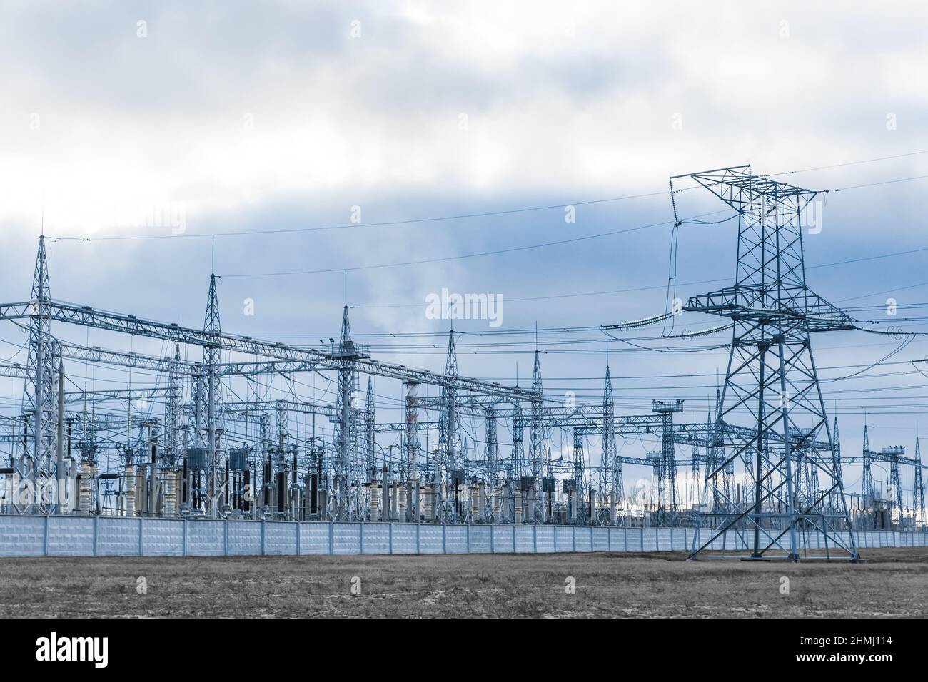Power high voltage electric power lines energy industry Stock Photo Alamy