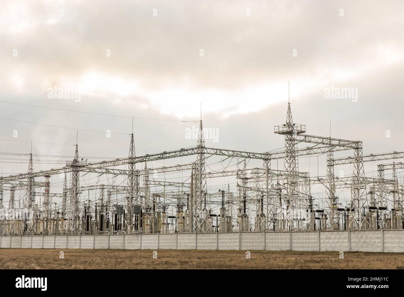Power high voltage electric power lines energy industry Stock Photo Alamy