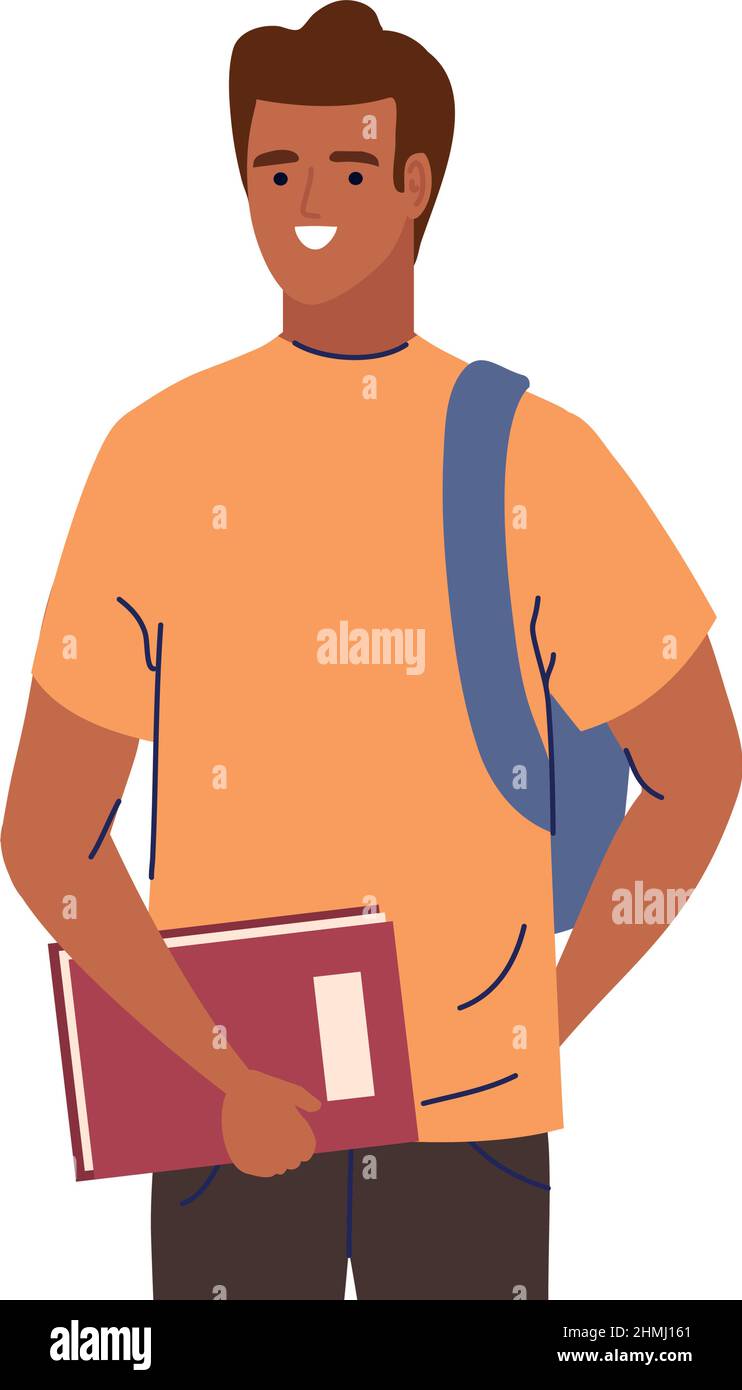 student boy with textbook Stock Vector Image & Art - Alamy