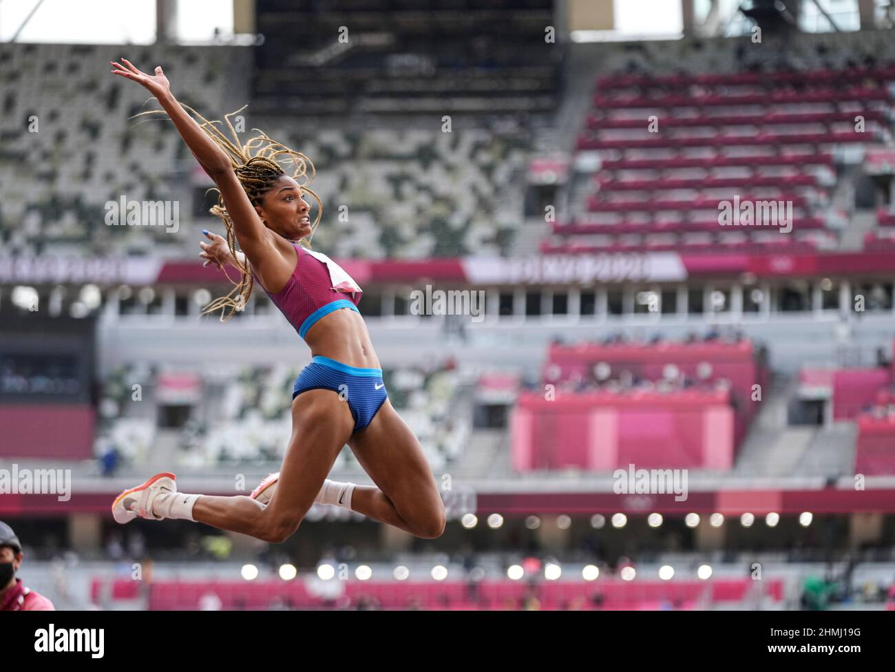 Tara Davis participating in the Tokyo 2020 Olympic Games in the long jump discipline Stock Photo