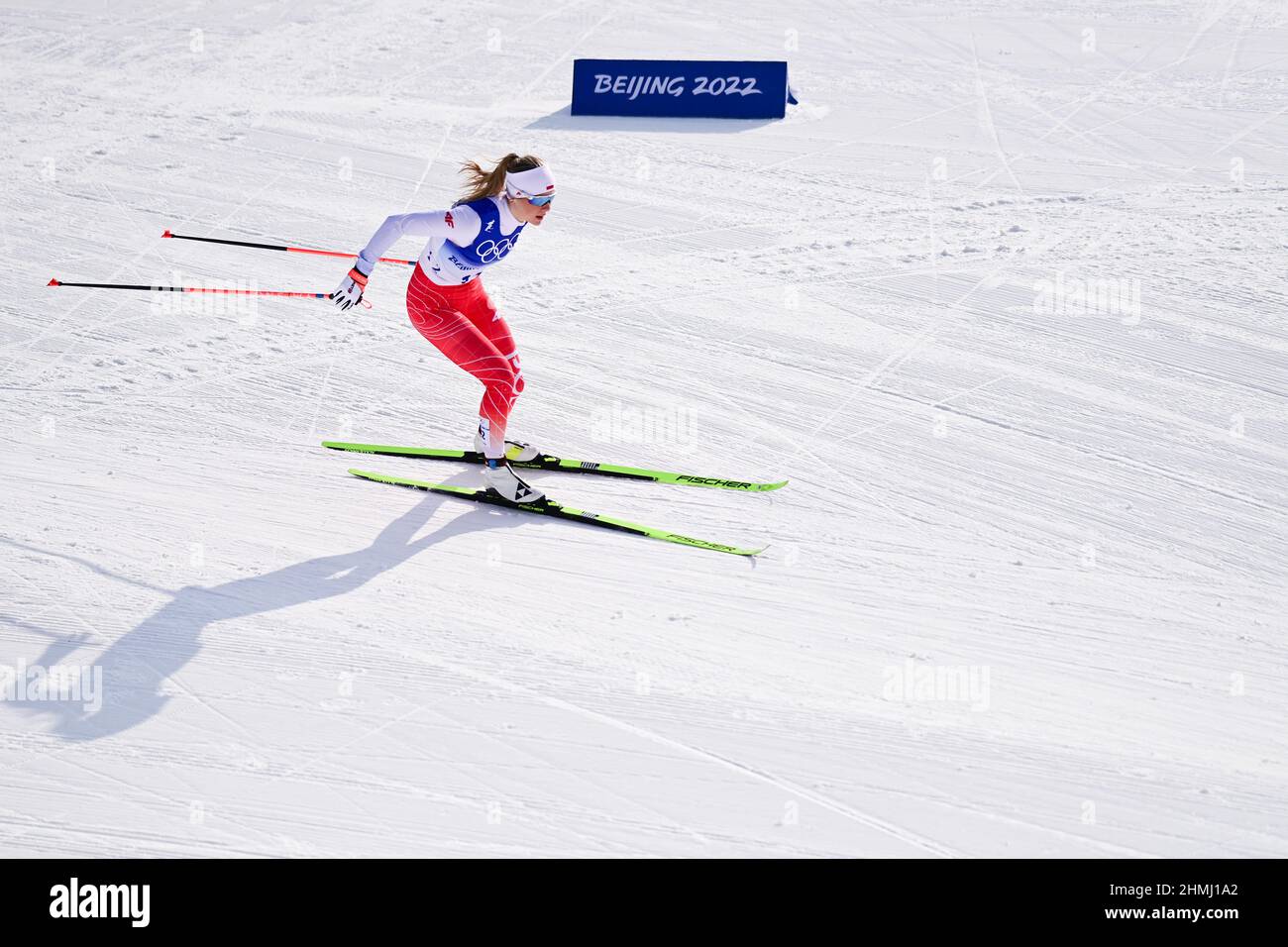 Zhangjiakou, China's Hebei Province. 10th Feb, 2022. Izabela Marcisz of Poland competes during cross-country skiing women's 10km classic at National Cross-Country Skiing Centre in Zhangjiakou, north China's Hebei Province, Feb. 10, 2022. Credit: Zhang Hongxiang/Xinhua/Alamy Live News Stock Photo