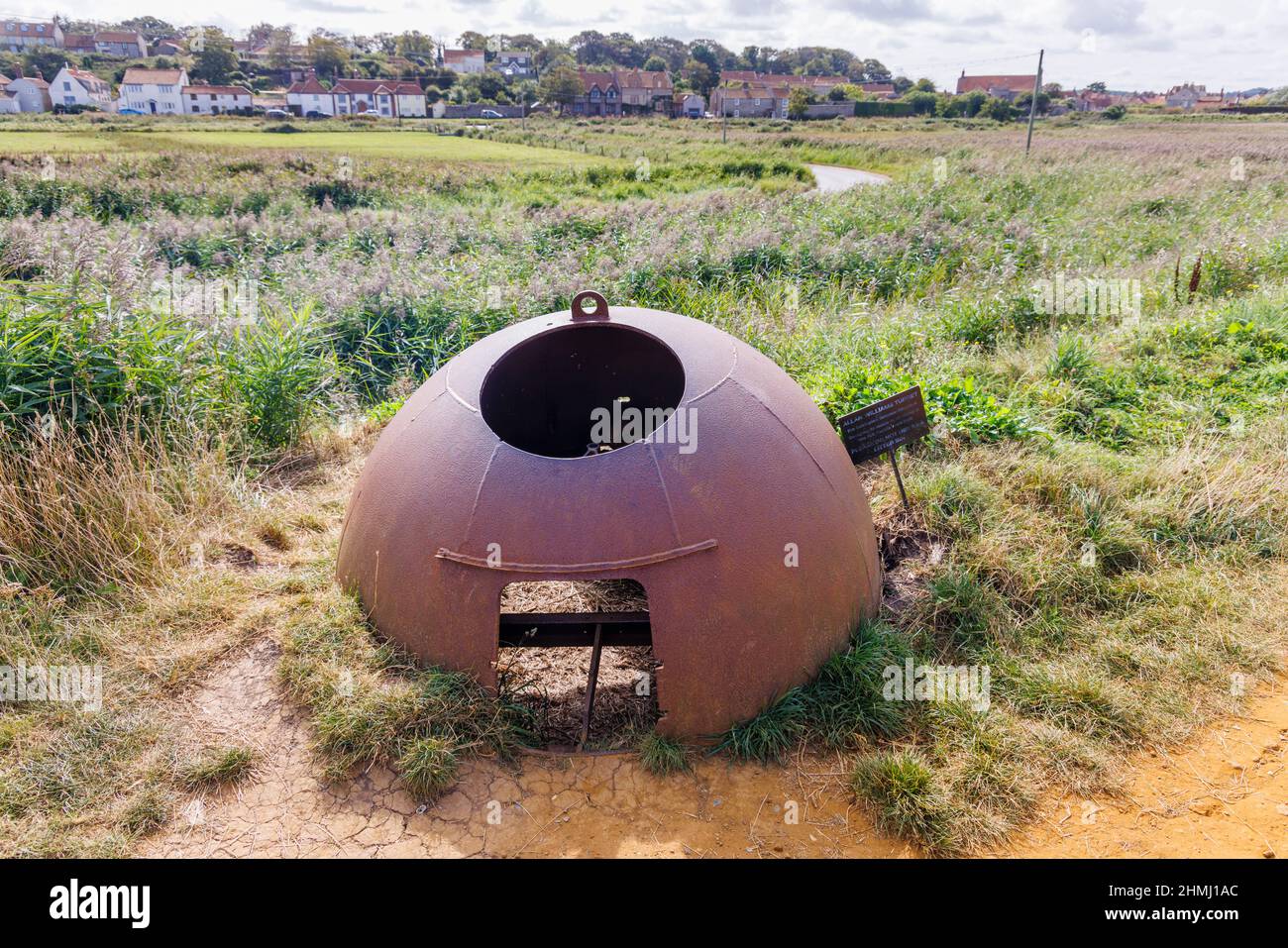 A rusting Allan Williams Turret pre-fabricated for wartime civil defence at Cley-Next-The-Sea, a village on Norfolk north coast, East Anglia, England Stock Photo