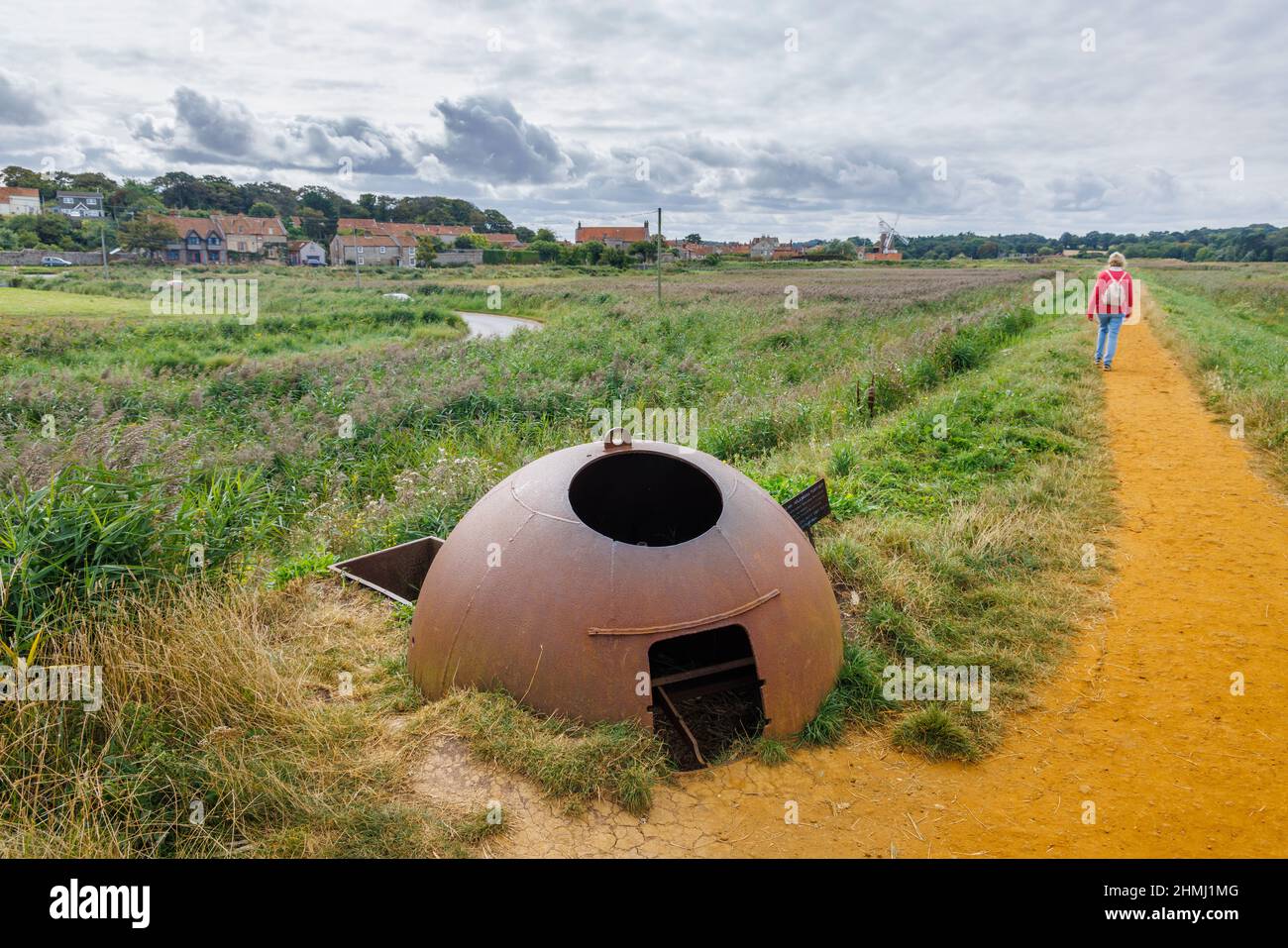 A rusting Allan Williams Turret pre-fabricated for wartime civil defence at Cley-Next-The-Sea, a village on Norfolk north coast, East Anglia, England Stock Photo