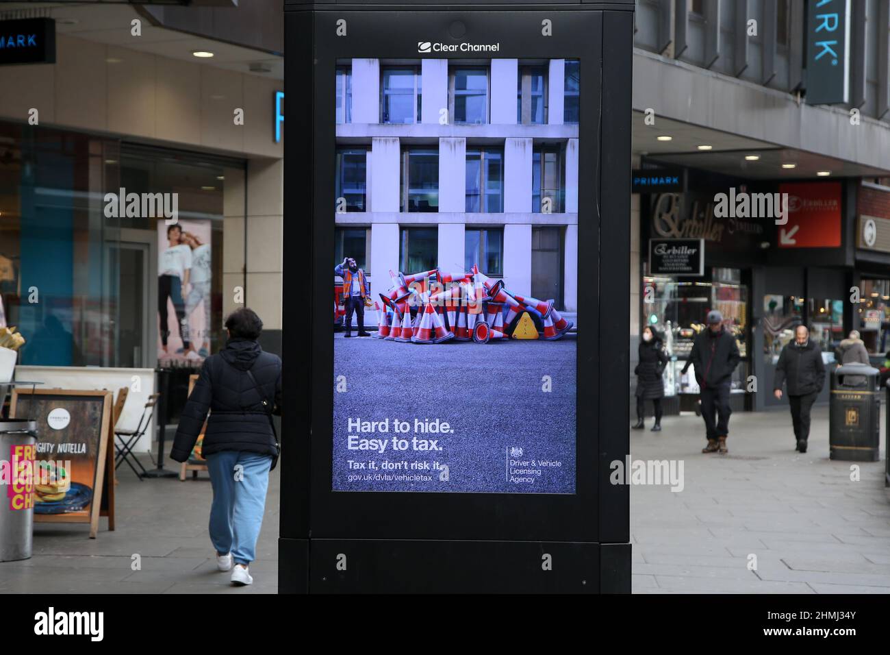 London, UK. 10th Feb, 2022. A digital advert by 'Drivers and Vehicles License' displayed on a high street. (Photo by Dinendra Haria/SOPA Images/Sipa USA) Credit: Sipa USA/Alamy Live News Stock Photo