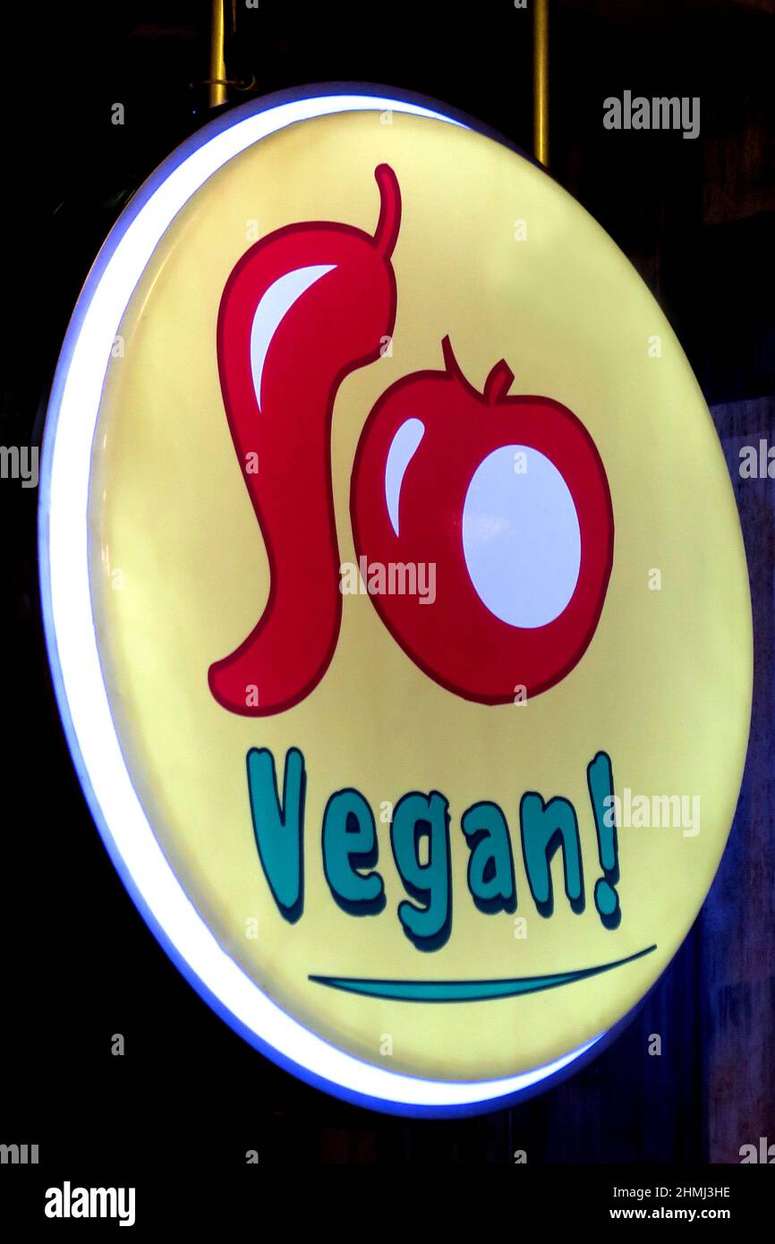Bold, colourful ,Vegan sign Stock Photo