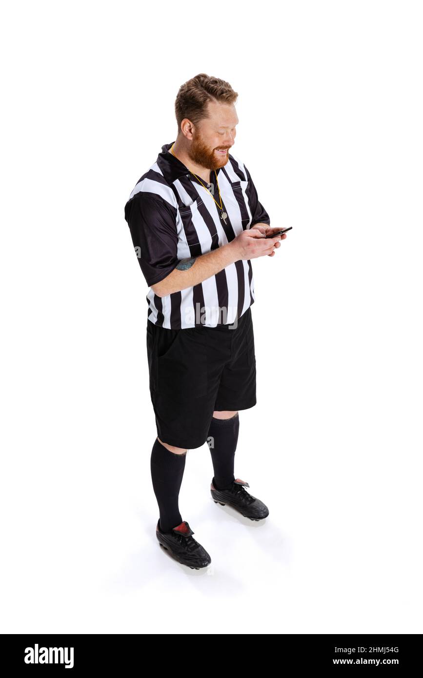 Portrait of soccer or football referee wearing field judge uniform