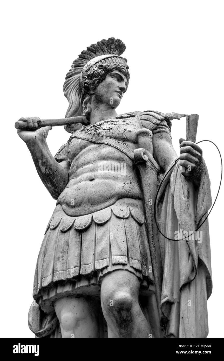 Memorial statue for Emperor Hadrian - who built the Roman Wall AD122-128 -  Brampton, North-east Cumbria, Cumbria, England, UK Stock Photo